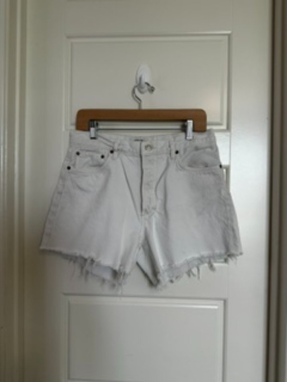 Agolde Cutoff White Jean Shorts